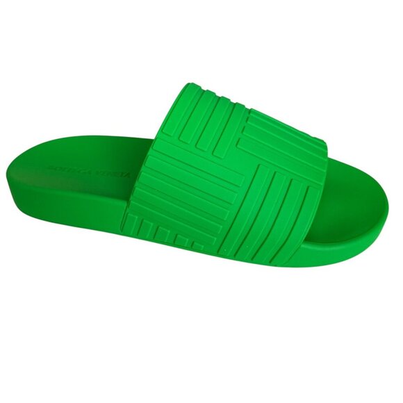 BOTTEGA VENETA 690105 Men's 'Slider' Pool Slide Sandals In Green Rubber sz 45